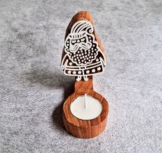 Handcrafted Wooden T Light Candle Set of 5 Decor